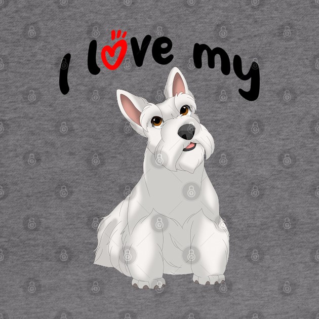 I Love My White Scottish Terrier Dog by millersye